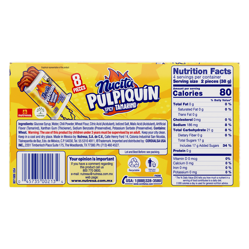 Nucita Pulpiquin Tamarindo Push, 8 Count, 5.36 Oz
