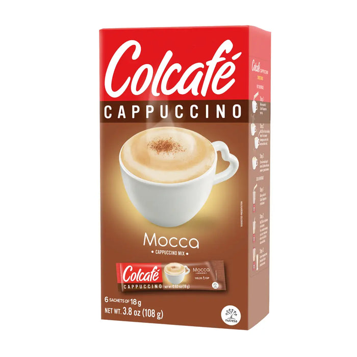 Colcafe, Cappuccino Mocca, Box 3.8 Oz, 6 units, Ready in seconds, Mocca Cappuccino Instant, Colombian coffee