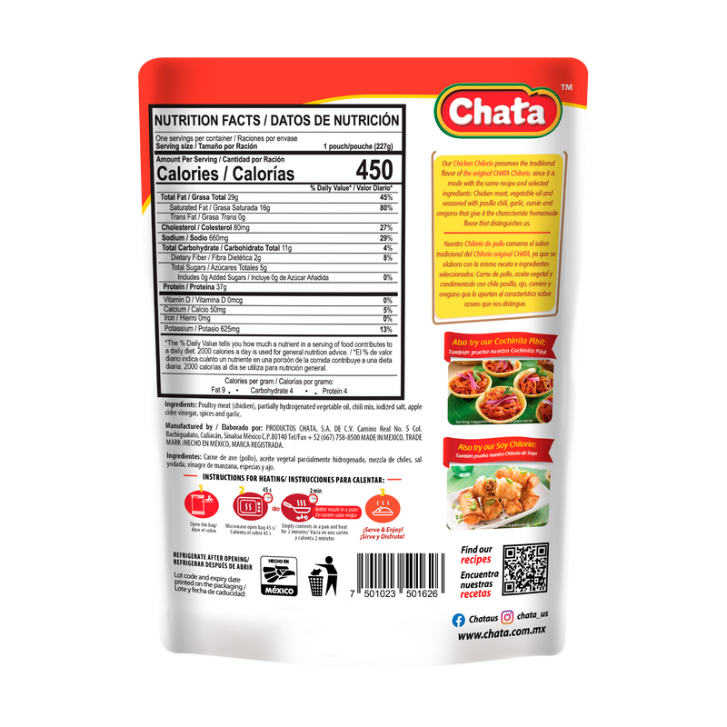 Chata Chilorio Chicken Pouch, 8.8 oz