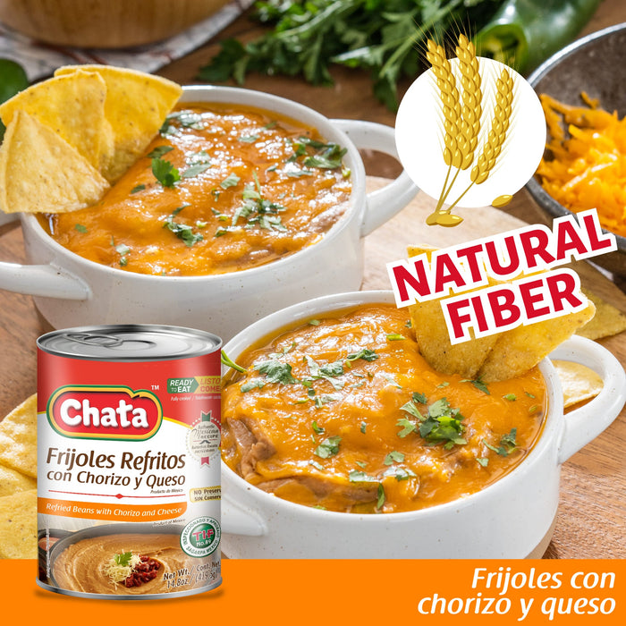 Chata Refried Beans With Chorizo & Cheese Can, 14.8 oz