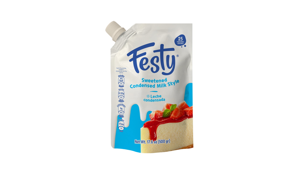 Festy, Sweetened Condensed Milk Pouch with Resealable Pour Spout, 17.63 oz.