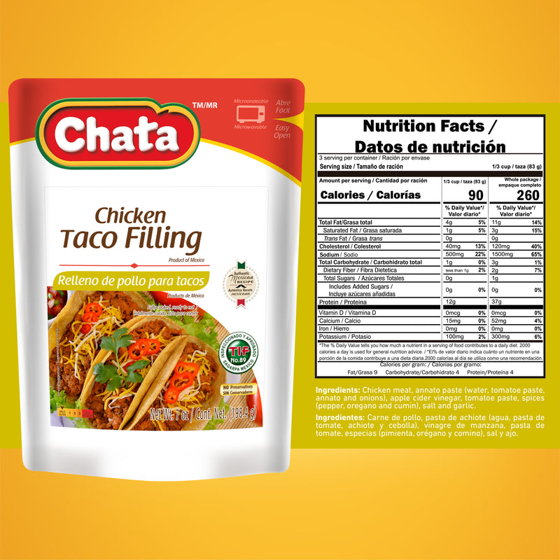 Chata Chicken Taco Filling Pouch, 7 oz