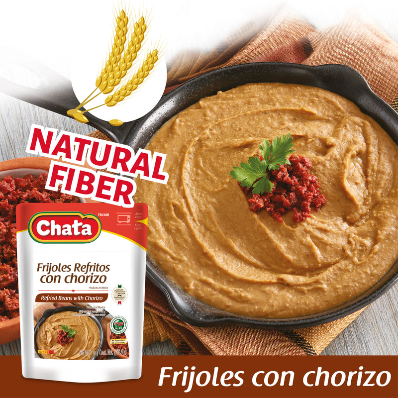 Chata Refried Beans with Chorizo Pouch, 7 oz