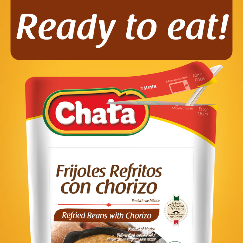 Chata Refried Beans with Chorizo Pouch, 7 oz