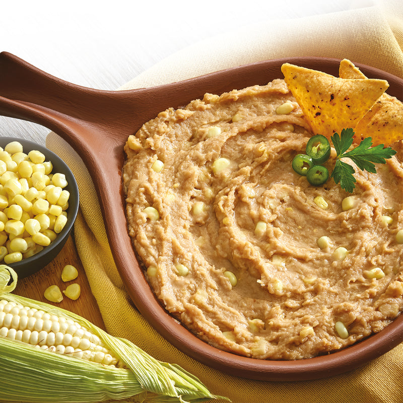 Chata Refried Beans with Corn Pouch, 7 oz
