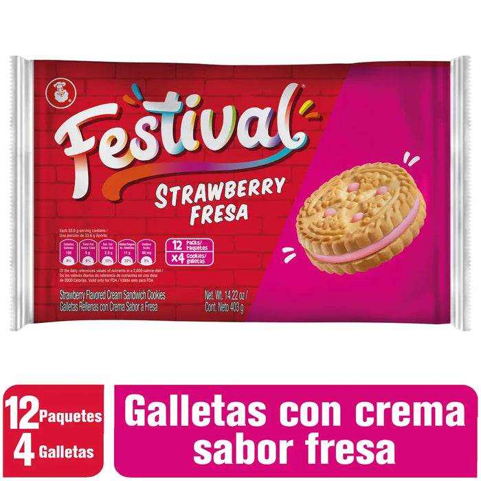 Festival Strawberry Creme, Cookie To Go, 14.1 Oz, 12 ct