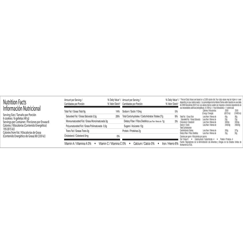 image nutritional information Chiky chocolate 16.9 oz