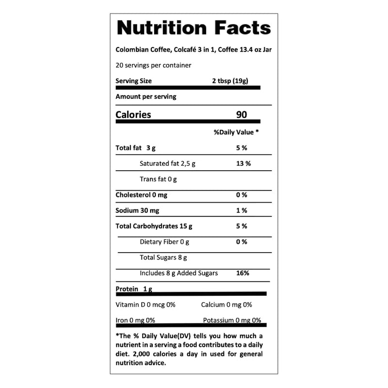 Colcafe, 3 In 1, Instant Coffee, Jar 13.4 Oz, Ready in seconds, Colombian coffee