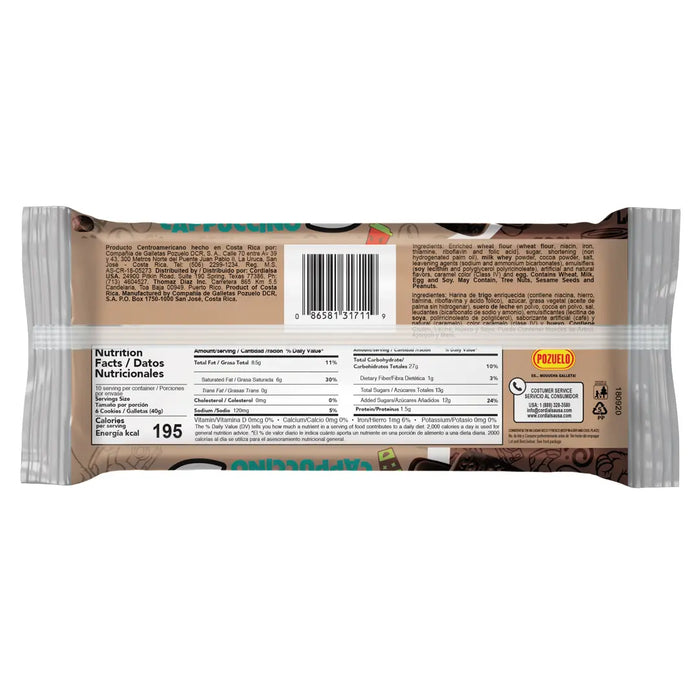 Chiky, Cappuccino Cookies, bag 14.1 Oz, A crunchy, cappuccino fudge cookie, Includes 10 inner packs, in each bag.