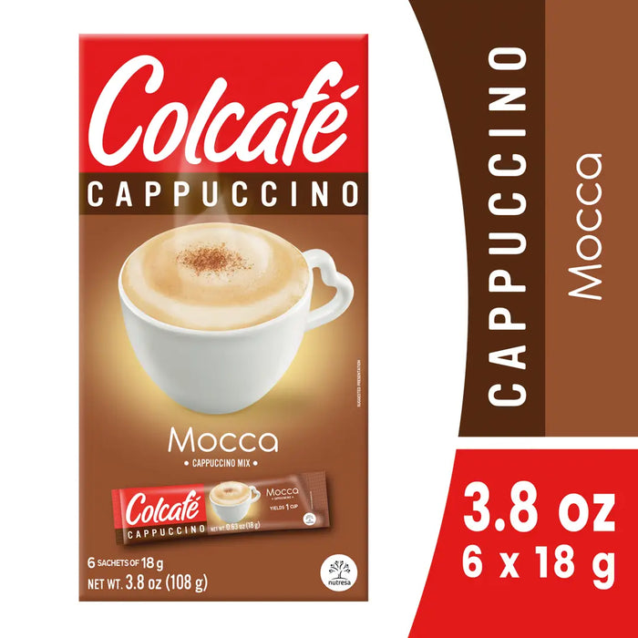 Colcafe, Cappuccino Mocca, Box 3.8 Oz, 6 units, Ready in seconds, Mocca Cappuccino Instant, Colombian coffee