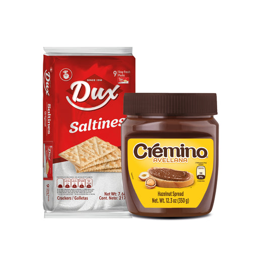 COMBO Dux Salted, Crackers Bag, 7.6 Oz and Cremino Hazelnut Spread, 12/ 12.3 Oz