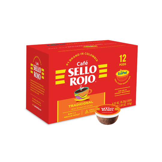 Sello Rojo Tradicional Single Serve Coffee Pods, 100% Latin American Coffee, 12 ct