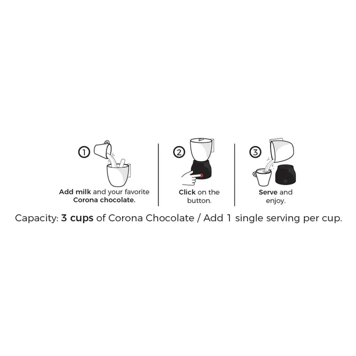 The Original Chocotera Corona | Hot Chocolate and Milk Frother Maker | 20.3  Oz Stainless Steel Removable Jug | Ideal to Prepare Corona Traditional Hot