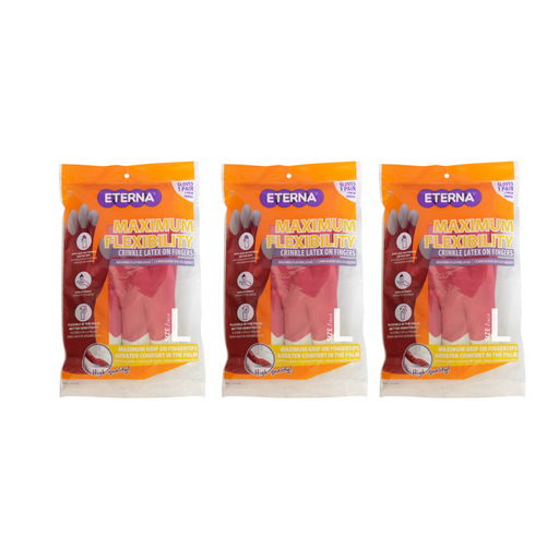  Eterna, Max Flex, Gloves size L, pack of 3, red with white color, 2.72 Oz