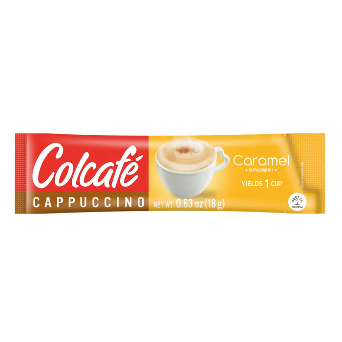 Colcafe, Cappuccino Caramel, Box 3.8 Oz, 6 units, Ready in seconds, Cappuccino Instant, Colombian coffee