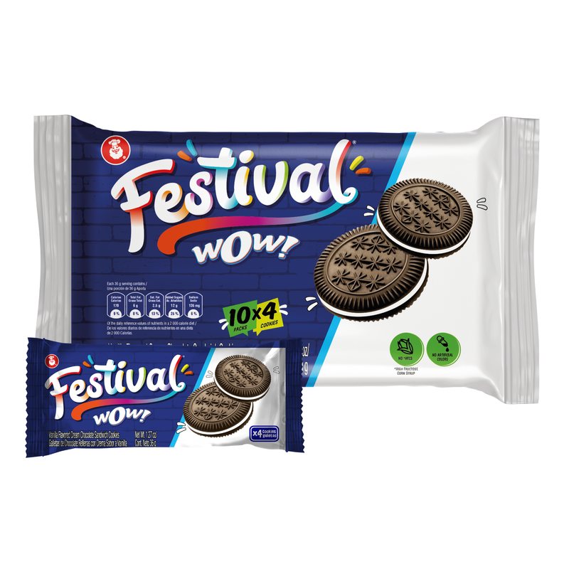 Festival Wow Sandwich Cookies, 10 Snack Packs, 12.7 oz