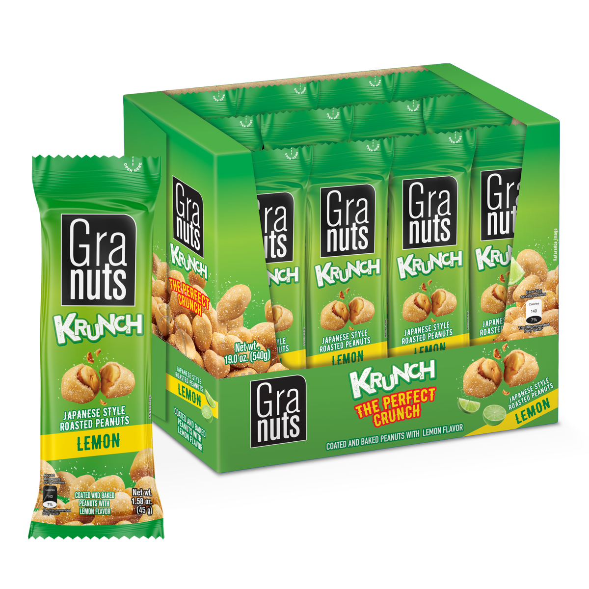 Granuts Krunch Roasted Lemon, 12 Snack Packs, 1.58 Oz — Cordialsa USA