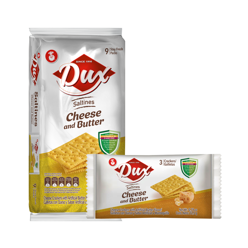 Dux Cheese and Butter Crackers Bag, 9 Snack Packs, 7.14 oz