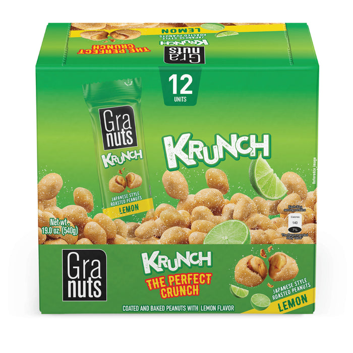 Granuts Krunch Roasted Lemon, 1.59 Oz (12 Inner Packs),  On-the-Go Snack.