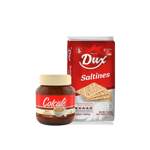 Colcafe 3 In 1 Jar, 13.4 Oz and Dux Salted Crackers Bag, 7.6 Oz