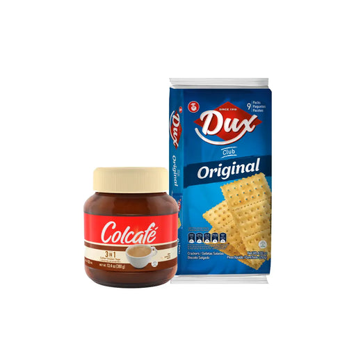 Colcafe 3 In 1 Jar 13.4 Oz and Dux Original, Crackers Bag, 8.8 Oz
