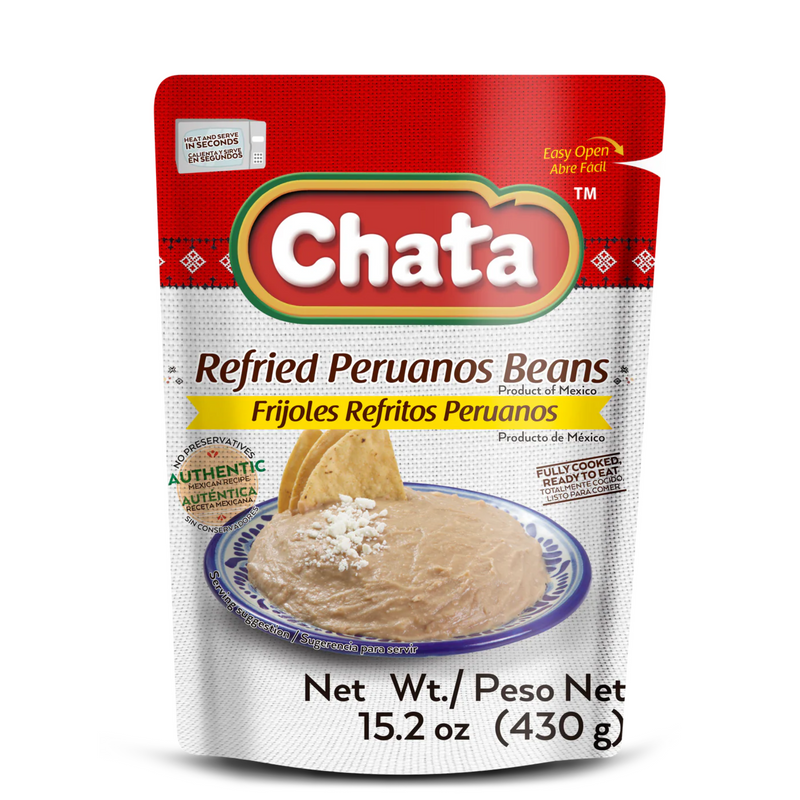 Chata Refried Peruano Beans (Mayocoba) Pouch, 15.2 oz