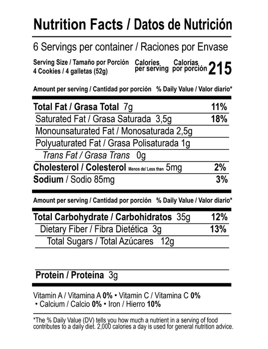 Yemas, Cookies Bag, 11.01 Oz, Gourmet cookie Nutrition Facts