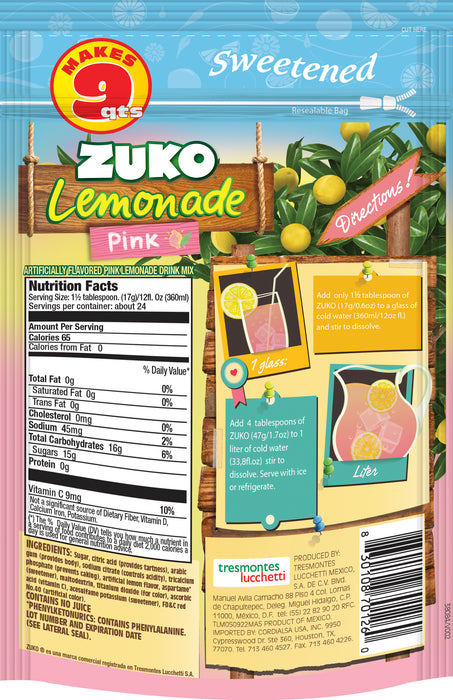 Zuko Drink Mix Pink Lemonade Family Pack, 14.1 oz