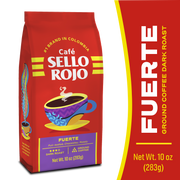 Sello Rojo Coffee, 100% Latin American Coffee, Dark Roast Ground Coffee Bag, 10 oz
