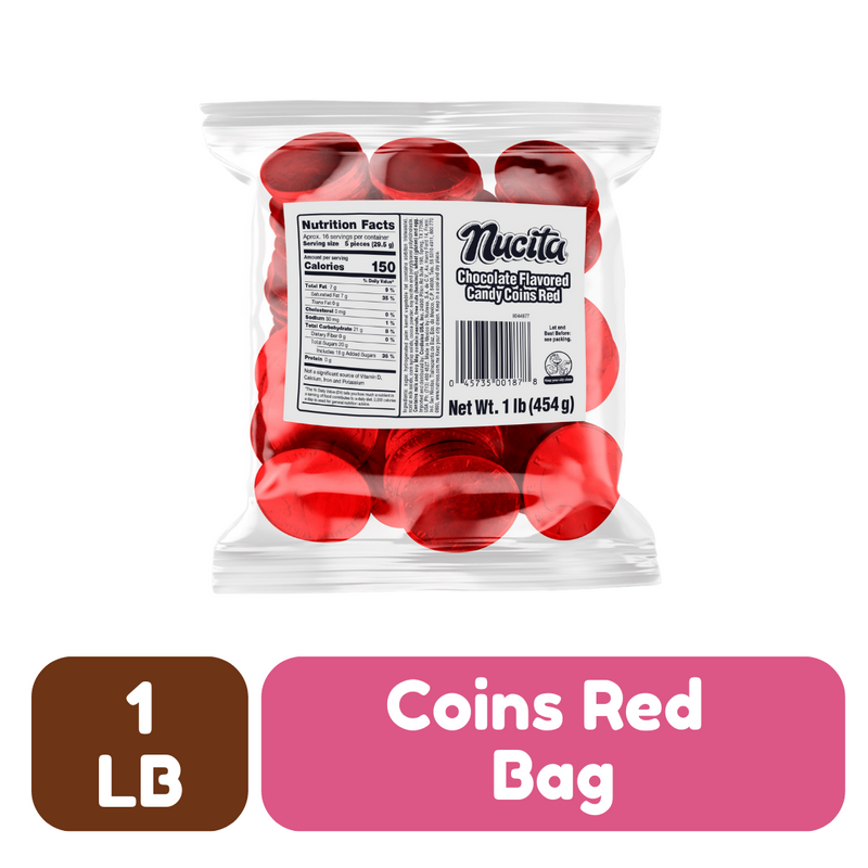 Nucita Chocolate Red Coins 1 Lb - 77 ct