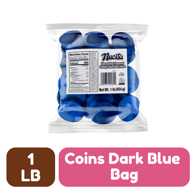 Nucita Chocolate Dark Blue Coins 1 Lb - 77 ct