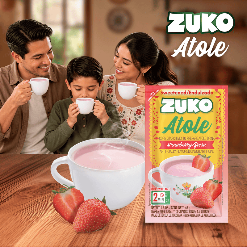 Zuko Atole Fresa Display 24 ct x 1.6 Oz