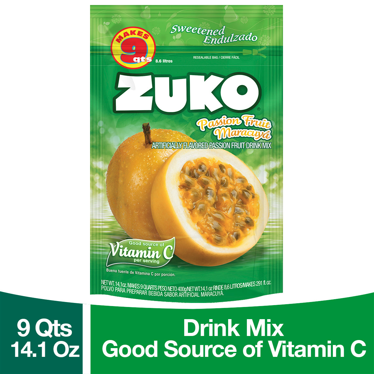 Zuko Drink Mix Passion Fruit Family Pack, 14.1 oz — Cordialsa USA