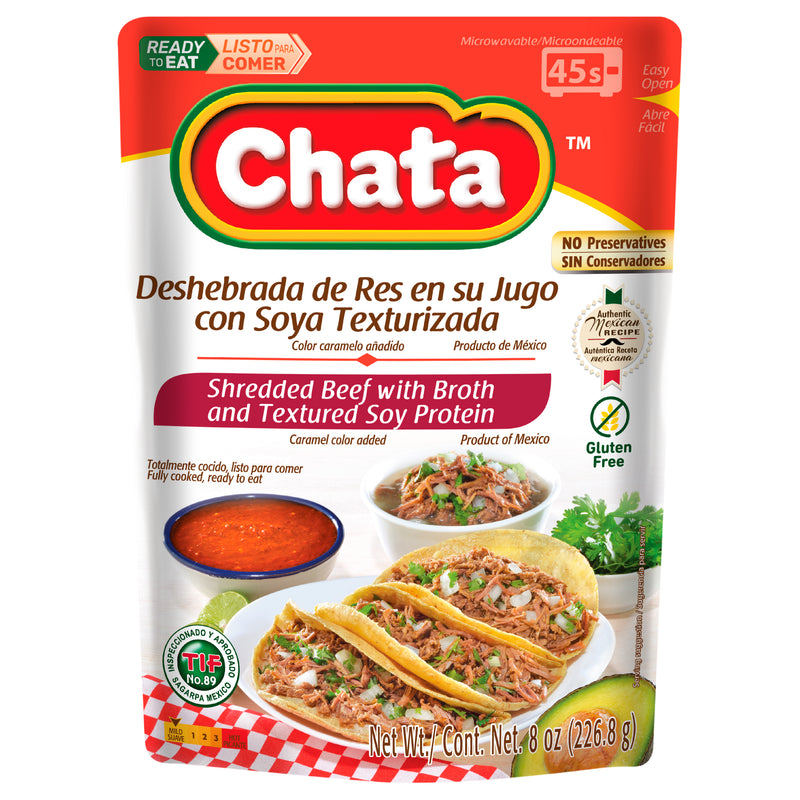Chata Shredded Beef Pouch, 8 oz