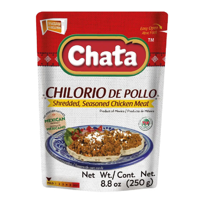 Chata, Chilorio Chicken, Pouch 8.8 Oz, high-quality ingredients, authentic Mexican food.