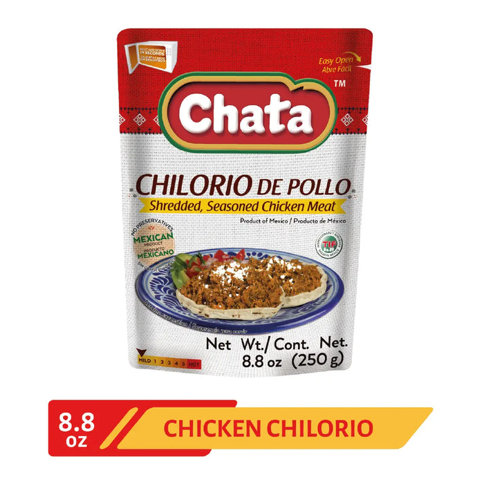 Chata, Chilorio Chicken, Pouch 8.8 Oz, high-quality ingredients, authentic Mexican food.