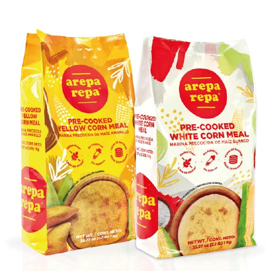 Arepa Repa, Yellow Corn Meal, 35.27 Oz, pre-cooked, preparations easily and quickly, Latin product, Bag.