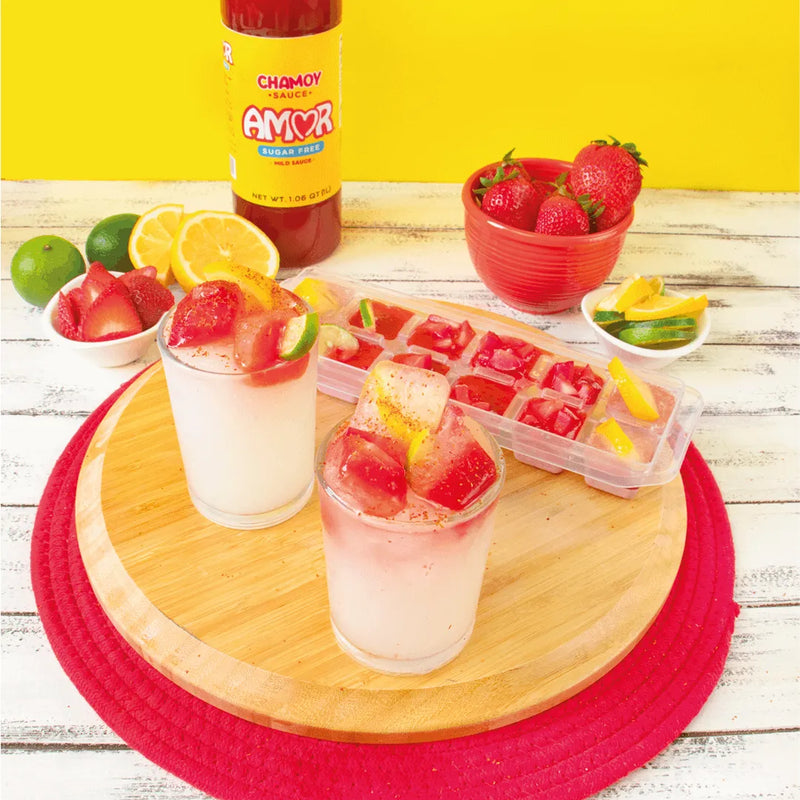 Amor, Chamoy Sauce, 33 Oz, Scoville level of 2,500, combination of dried chilies, and citrus, high quality product, traditional spic, Fluid Liquid, Bottle.