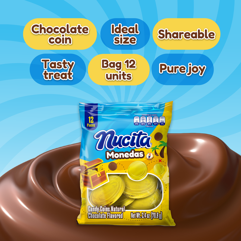 Bolsa de monedas de chocolate Nucita 2.4 oz - 12 ct