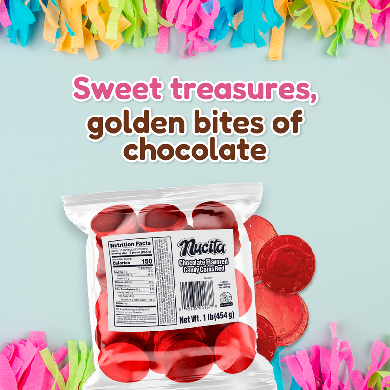 Nucita Chocolate Red Coins 1 Lb - 77 ct