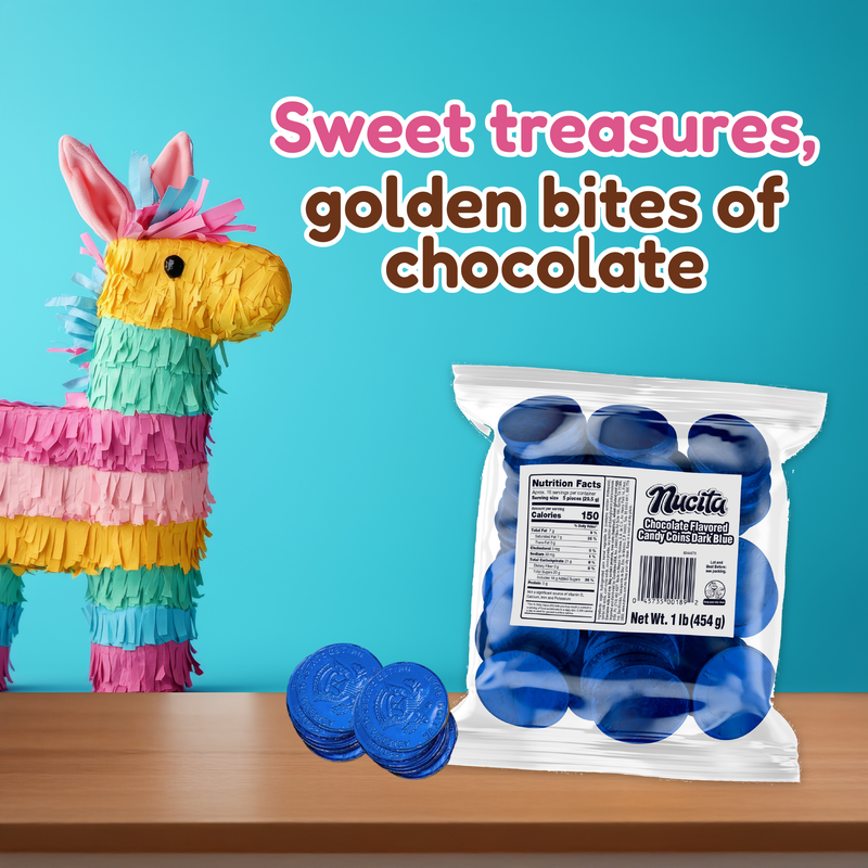 Nucita Chocolate Dark Blue Coins 1 Lb - 77 ct