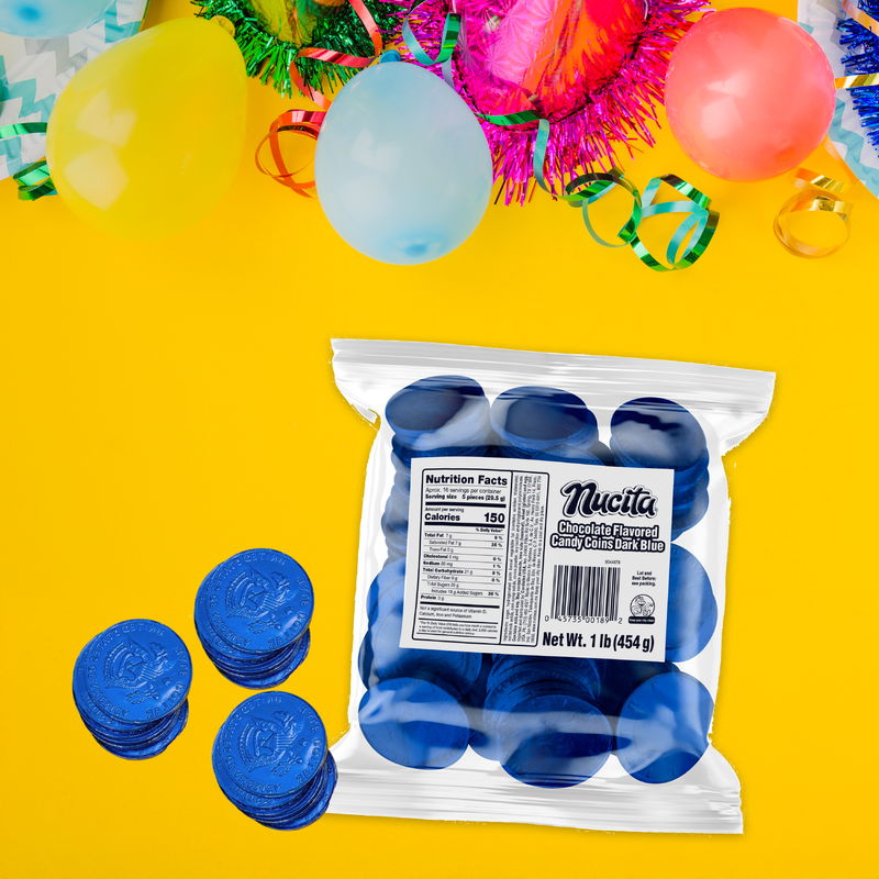Nucita Chocolate Dark Blue Coins 1 Lb - 77 ct