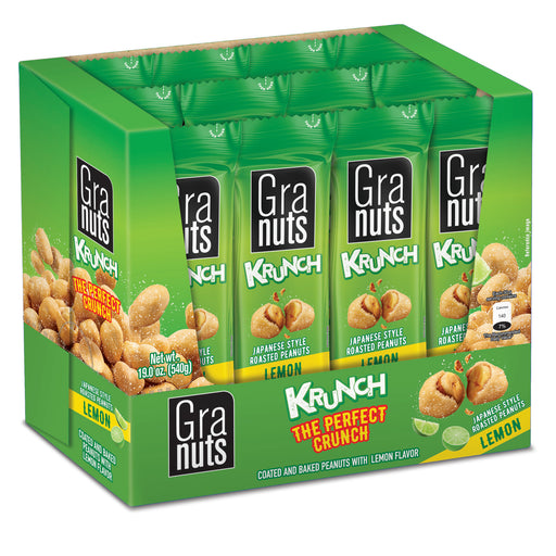 Granuts Krunch Roasted Lemon, 1.59 Oz (12 Inner Packs),  On-the-Go Snack.