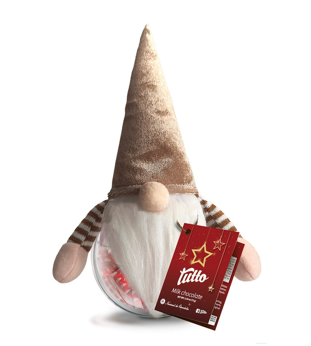 Santa Claus Christmas Orrnament Filled With Delicious, And Creamy Tutto Milk Chocolates, 2.54 Oz (Pack of 1). Golden.