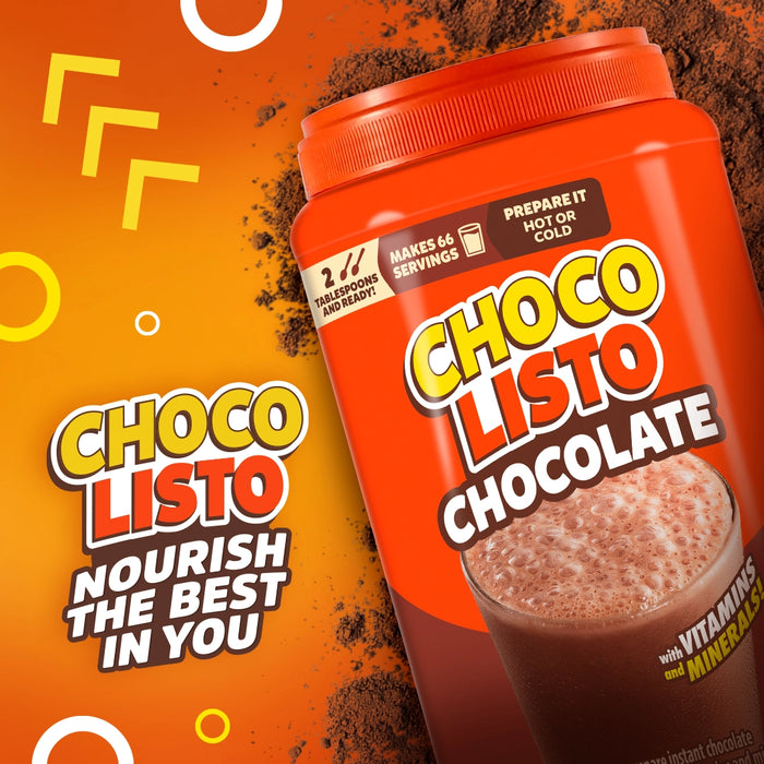 front image Chocolisto 35 oz with phrase Nourish the best in you