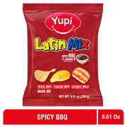A package of Yupi Latin Mix labeled “Spicy BBQ” and weighing 88.81 oz.