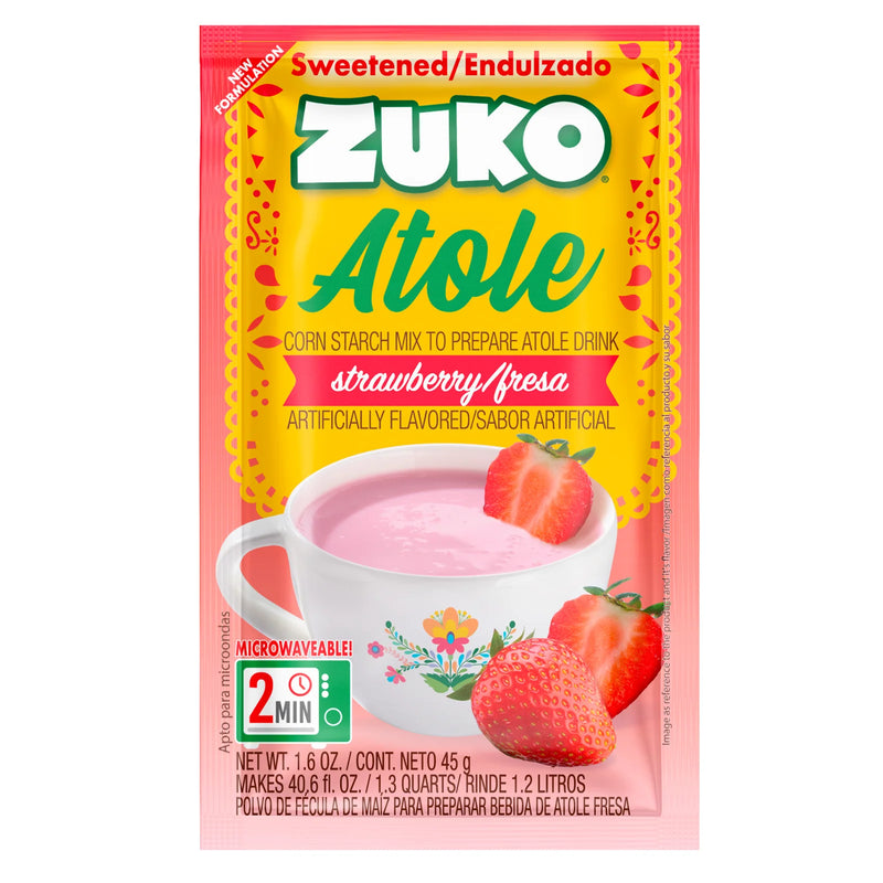 Zuko Atole Fresa Display 24 ct x 1.6 Oz