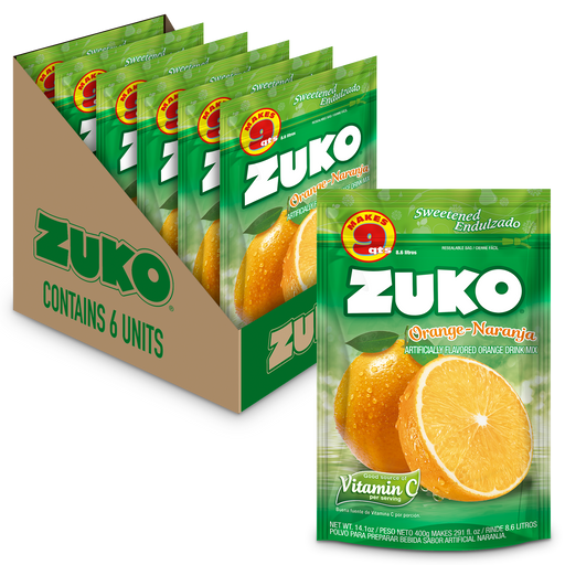 Zuko Orange in its Family Pack format, in a package containing 6 units.