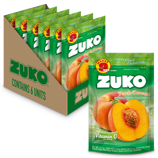 Zuko Peach in its Family Pack format, in a package containing 6 units.