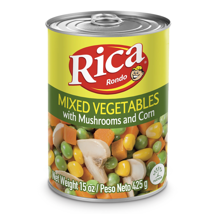 Rica Mixed Vegetables Mushroom, Can, 15 Oz
